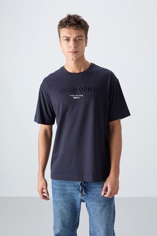 Übergrößtes Baumwoll-Polyester Logo T-Shirt
