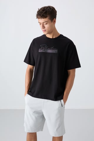 Übergrößen Bedrucktes Baumwollmisch-T-Shirt