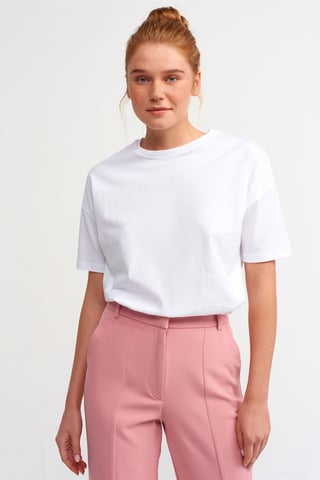 Damen Baumwolle Rundhalsausschnitt T-Shirt