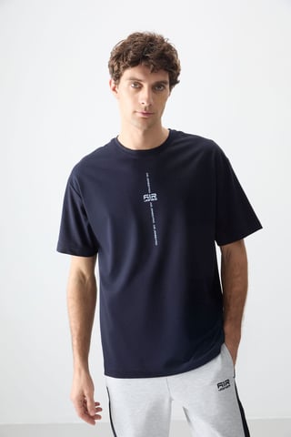 Übergröße Bedrucktes Rundhals-T-Shirt