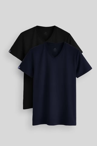 Herren Baumwolle Elastan V-Ausschnitt T-Shirt