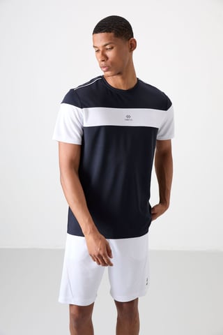 Herren Farbblock Rundhals T-Shirt