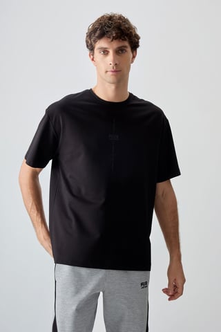 Übergröße Bedrucktes Rundhals-T-Shirt