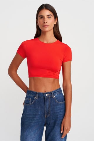 Damen Slim Fit Crop T-Shirt