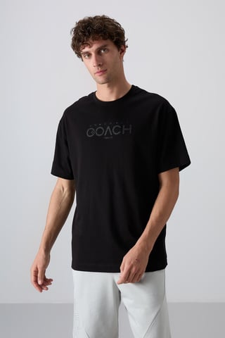 Oversized Logo-Patch Rundhalsausschnitt T-Shirt
