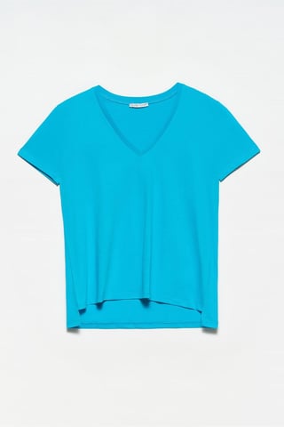 Damen Baumwoll V-Ausschnitt T-Shirt