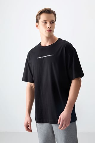 Übergroßes Baumwoll-Crewneck-T-Shirt
