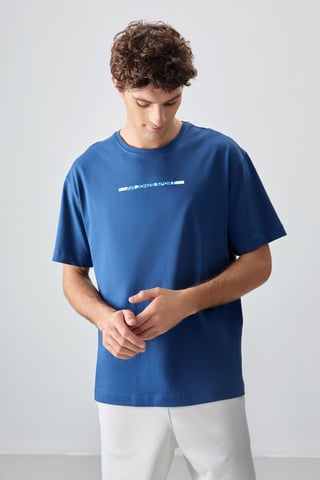Übergroßes Baumwoll-Crewneck-T-Shirt