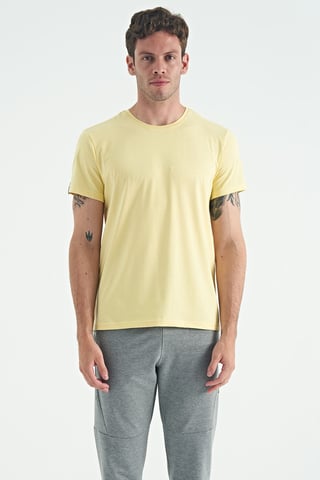 Herren Baumwolle Elasthan Rundhalsausschnitt T-Shirt