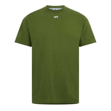 Off White - T-Shirt für Herren, Baumwolle, Regulär (Grün/Weiß)