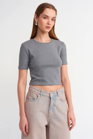 Damen Slim Fit Crop T-Shirt