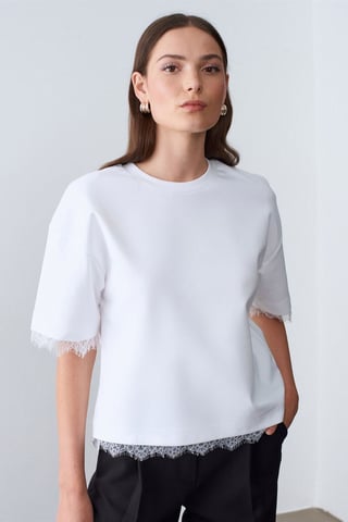 Damen Baumwoll-Elasthan Rundhals T-Shirt