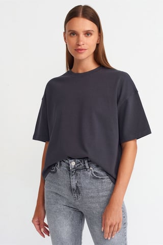 Übergroßes Baumwoll-Crewneck-T-Shirt
