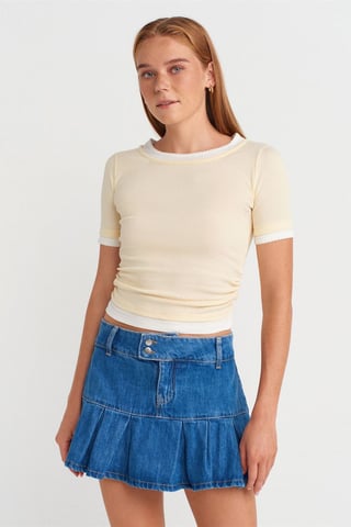 Damen Crop Slim-Fit Rundhals-T-Shirt