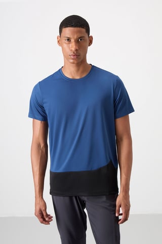 Farbblockiertes Rundhalsausschnitt T-Shirt