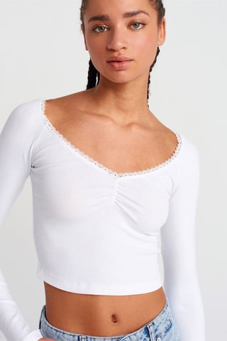 Damen Ripp-Crop-Top T-Shirt