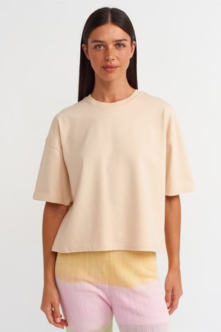 Übergroßes Baumwoll-Crewneck-T-Shirt