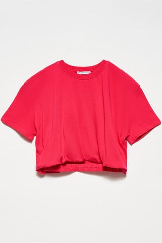 Damen Crop Crew Neck Baumwoll-T-Shirt