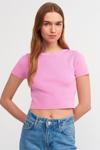 Damen Ripp-Crop-Top T-Shirt
