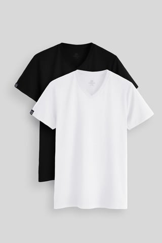 Herren Baumwolle Elastan V-Ausschnitt T-Shirt