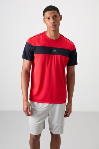 Tommy Life Farbblock Rundhals-T-Shirt für Herren - Mehrfarbig