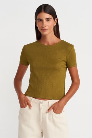 Damen Ripp-Crop-T-Shirt