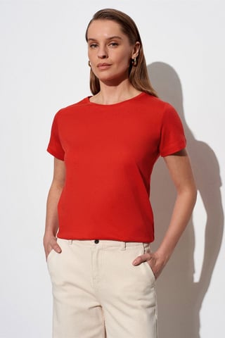 Damen T-Shirt mit Rundhalsausschnitt und kurzen Ärmeln