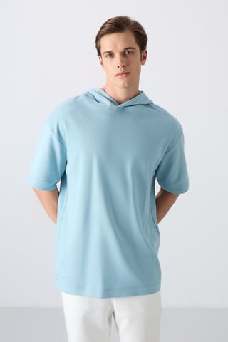 Übergroßes Kapuzen-T-Shirt mit kurzen Ärmeln
