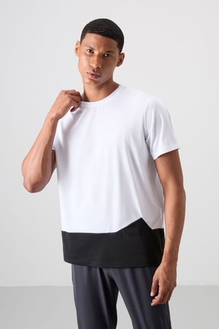 Farbblockiertes Rundhalsausschnitt T-Shirt