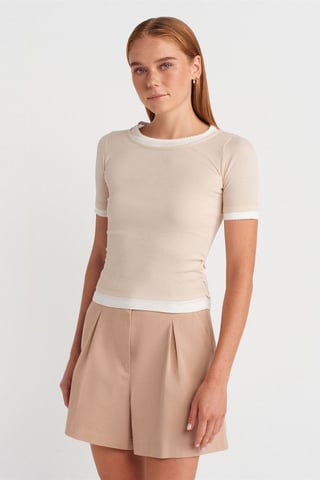 Damen Crop Slim-Fit Rundhals-T-Shirt