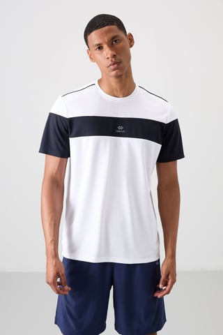 Herren Farbblock Rundhals-T-Shirt