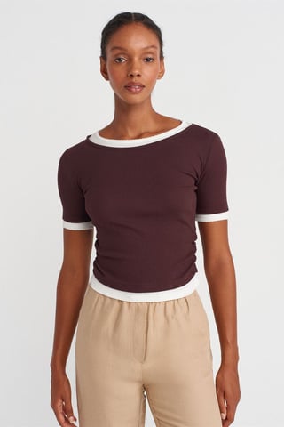 Damen Cropped Slim-Fit Rundhalsausschnitt T-Shirt