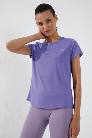 Damen Unifarben Kurzarm Rundhals T-Shirt