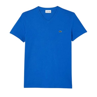 Lacoste - "Pima" T-Shirt für Herren, V-Ausschnitt, Leicht (Blau)