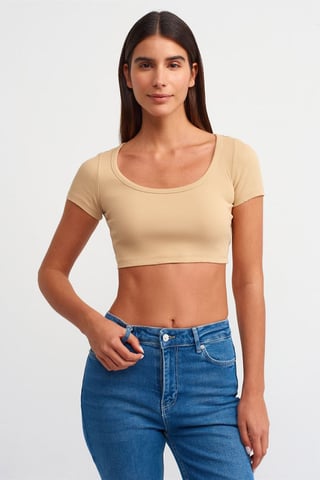 Damen Ripp-Crop-T-Shirt