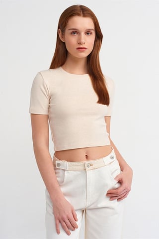 Damen Slim Fit Crop T-Shirt