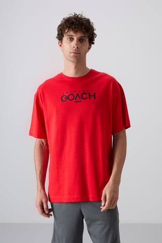 Oversized Logo-Patch Rundhals-T-Shirt