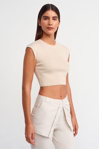 Damen ärmelloses geripptes Crop-Top-T-Shirt