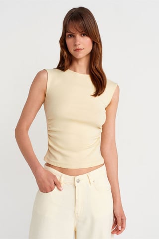 Damen Rippenshirt ohne Ärmel mit rundem Halsausschnitt
