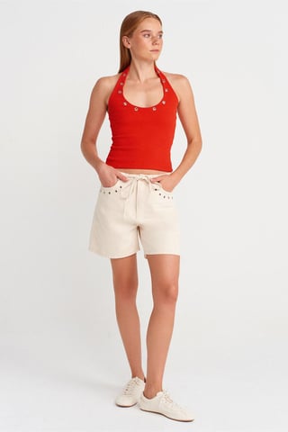 Damen Baumwoll-Jeansshorts mit verstellbarem Bund