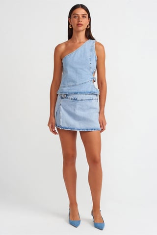 Baumwoll-Denim Mini A-Linien-Rock