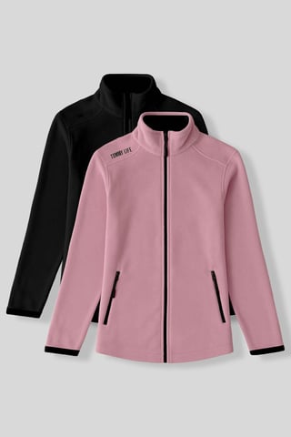 Tommy Life Plüsch-Sweatshirt mit durchgehendem Reißverschluss für Damen - Schwarz