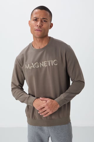 Herren bedruckter Rundhalsausschnitt Pullover