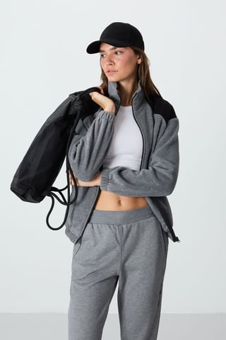 Übergroßer Colorblock-Half-Zip-Pullover
