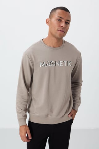 Herren bedruckter Rundhalsausschnitt Pullover