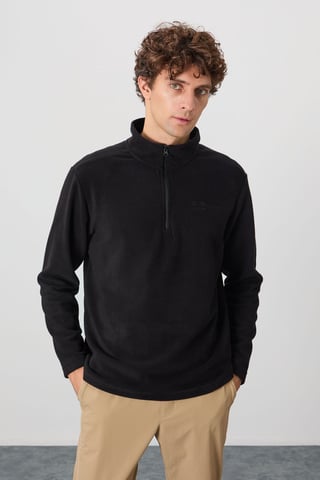 Herren Plüsch Halbzip Sweatshirt