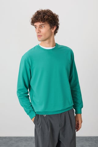 Herren Unifarben Rundhals-Sweatshirt