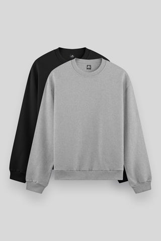 Herren Unifarben Rundhals Sweatshirt