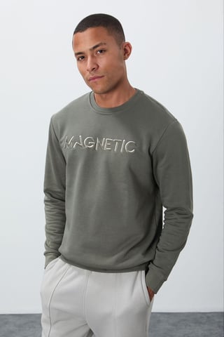 Herren Sweatshirt mit Rundhalsausschnitt und Print