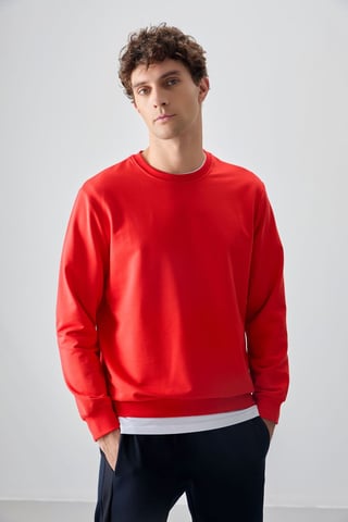 Herren Unifarben Rundhals-Sweatshirt